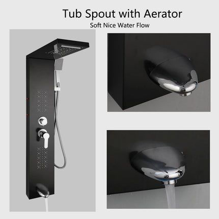 KEMAIDI Shower Panel Bathroom Shower Tower w/ LED Rainfall Waterfall Shower Head Body Massage Jet Shower Tub Spout Shower Column by zapcart