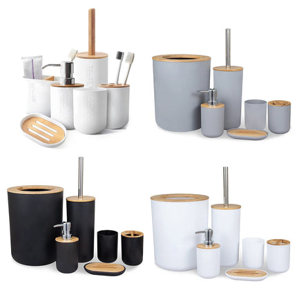 Bathroom Accessories Set Soap Dispenser Bottle Dish Washroom Toothbrush Holder Cup Suit Lotion Rack Toilet Brush Garbage Can by zapcart
