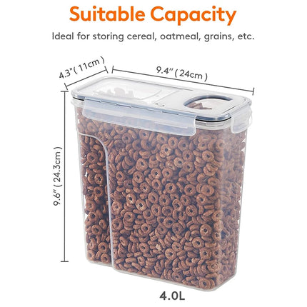 4L Cereal Storage Containers with Lids 1/2/4pcs Airtight Food Moistureproof Tank with Label Stickers Kitchen Organization Box by zapcart
