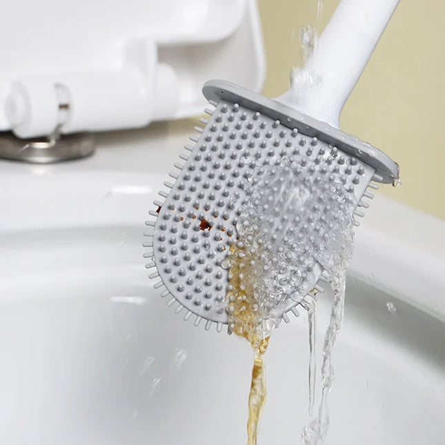 1PC Silicone Wall-Mounted Long-Handled Toilet Brush - Durable And Easy to Clean Bathroom Cleaning Accessory for Toilet Hygiene by zapcart