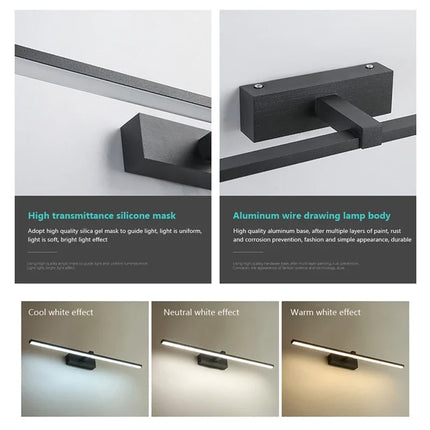 Modern LED Wall Light Bathroom Hardwares Wall Lamp Three Colors Lights Aluminum Led Bathroom Bath Mirror Line Lamp Make Up light by zapcart