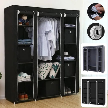 150*45*175cm Clothes Wardrobe Clothes Organizer Non-Woven Fabric Wardrobe Storage Cupboard for Bedroom Storage Shelves by zapcart