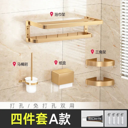 Contemporary Bathroom Set Accessories Towel Rack Toothbrush Holder Toilet Paper Holder Set Bagno Accessori Household Items by zapcart