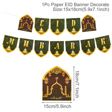 FENGRISECN Eid Mubarak Banner Plates Ramadan Tableware Kit by zapcart