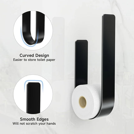 3-in-1 Wall-Mounted Toilet Paper Holder with Towel Rack & Hooks-Black Metal,Space-Saving Design for Bathroom,Kitchen,Living Room by zapcart