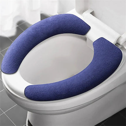 Toilet Seat Cover Soft Closestool Paste Solid Color Toilet Sticky Seat Pad Washable Bathroom Warmer Seat Lid Cover Pad Universal by zapcart