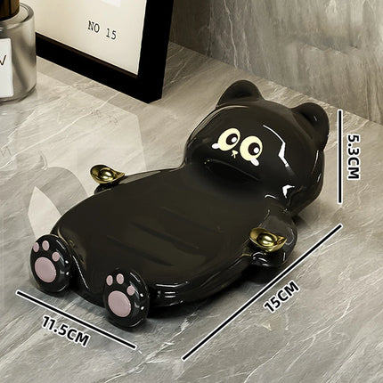 1pc Cute Cat Soap Dish, Creative Home Bathroom Soap Draining And Storage Tray, Lucky Cat Soap Box Bathroom Accessory. by zapcart