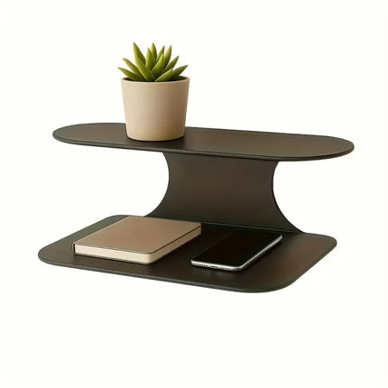 1pc Black Wall-Installed Floating Nightstand 2-Tier Shelf for Bedroom Decor by zapcart