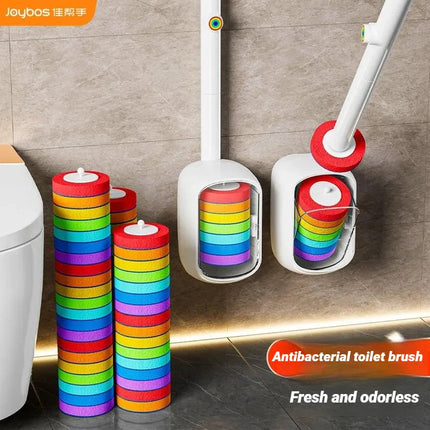 JOYBOS Wall Hanging Toilet Cleaning WC Brush Set with Holder Built-In Brushes Head Long Handle Wc Toilet Bowl Cleaner Tool by zapcart
