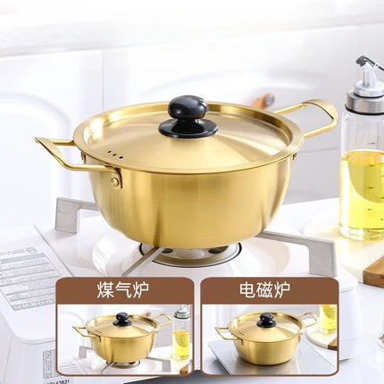 1PC Korean Instant Noodle Pot Bowl Stainless Steel Soup Pot Induction Cooker One Person Food Korean Ramen Pot by zapcart