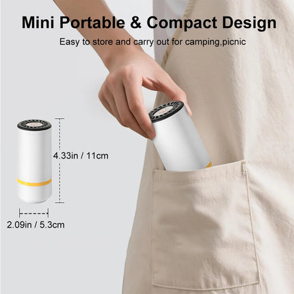 Mini Air Pump Food Vacuum Sealer Pump USB Rechargeable Food Sealer Pump & Vacuum Sealer Bags BPA Free Food Storage Zipper Bags by zapcart