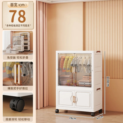 Children's Wardrobe Storage Cabinet Living Room Foldableable Bedroom Container Bins Large Capacity Baby Wardrobe Multi-Function by zapcart
