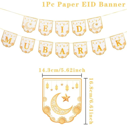 FENGRISECN Eid Mubarak Banner Plates Ramadan Tableware Kit by zapcart