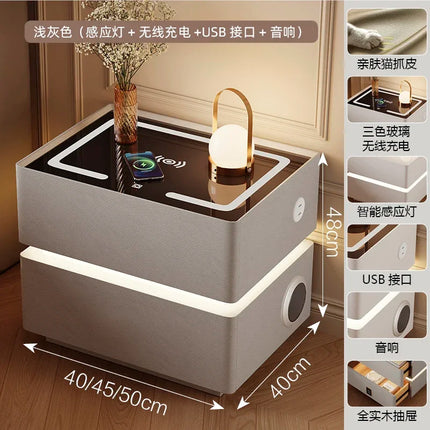Floating LED Bedside Table Smart Nightstand with Wireless Charging Luxury Modern 2-Tier Storage Drawer Compact Bedroom Furniture by zapcart