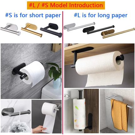 Adhesive Toilet Paper Holder Kitchen Roll Towel Rack Napkin Dispenser Absorbent Stand Tissue Hanger Bathroom Accessories by zapcart