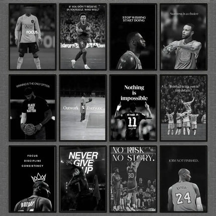 Athlete Inspirational Quotation Poster Home Gym Football Basketball Prints Wall Stickers Paintings for Home Living Room Decor by zapcart