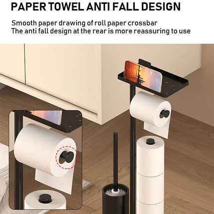 Toilet toilet floor standing paper holder with toilet brush storage tray magnetic suction bracket multifunctional vertical paper by zapcart