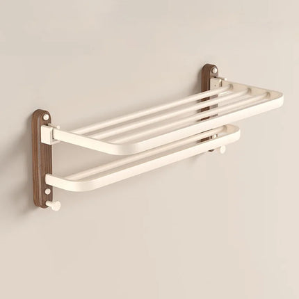 Walnut Cream Style White Towel Rack, No Punch Bathroom Shelf, Toilet, Wall Mounted, Washroom Storage, Bath Towel Holder by zapcart