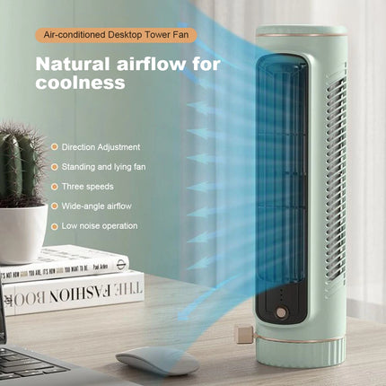 Household Desktop Tower Fan Portable Air Conditioner Fan Circulating Fan USB Charging Air Cooling Electric Fan for Room Home by zapcart