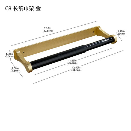 Space aluminum black gold square cabinet, kitchen tissue holder, toilet roll holder, non perforated toilet paper holder by zapcart