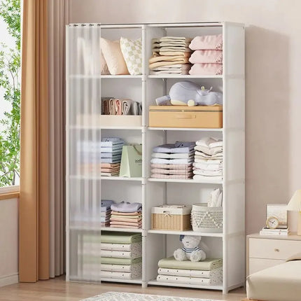 Simple Bookshelf Floor Standing Storage Rack Multi-layer Storage Cabinet Dust-proof Bookshelf Children's Clothing Storage Rack by zapcart