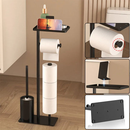 Toilet toilet floor standing paper holder with toilet brush storage tray magnetic suction bracket multifunctional vertical paper by zapcart