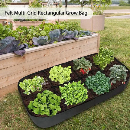 Garden Planting Bag Multi-gird Felt Growing Bag Rectangle Planting Nursery Pot Vegetable Tomato Potato Planting Container Plant by zapcart