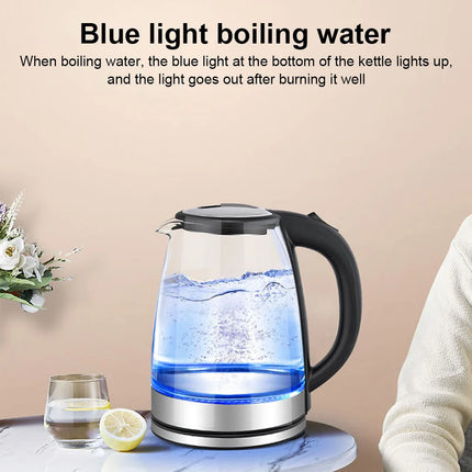 2L Larger Capacity Electric Kettle 220V Glass Tea Kettle Home Kitchen Water Heater EU/UK Plug Water Boiler by zapcart
