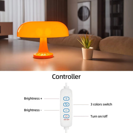 Classic Mushroom Table Lamp Modern Bauhaus Art Table Lamp Bedroom Bedside Lamp Danish Designer Orange Decorative Table Lamp by zapcart