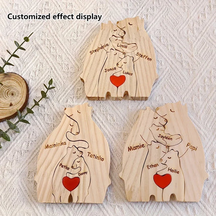 Personalized Wooden Bear Family Puzzle Name Gift Baby Moms by zapcart
