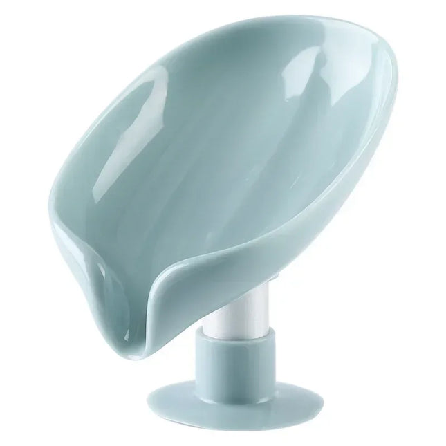 otus leaf Shape Soap Box Bathroom Accessories Tray Creative Sucker Water-free Storage Box by zapcart