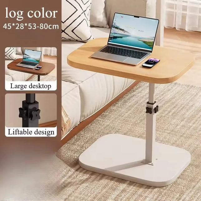 Adjustable height table - with wooden tabletop, portable sofa side table, suitable for coffee, office, and indoor/outdoor use by zapcart