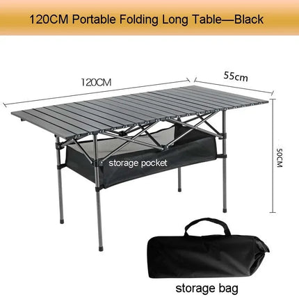 Outdoor Folding Long Table Portable Storage Universal Camping Space Saving Desk Easy To Install with Net Sturdy and Stable Table by zapcart