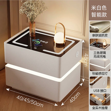 Floating LED Bedside Table Smart Nightstand with Wireless Charging Luxury Modern 2-Tier Storage Drawer Compact Bedroom Furniture by zapcart