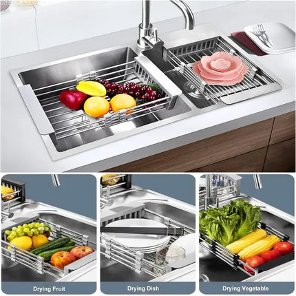 Expandable Stainless Steel Sink Drain Basket Space Saving Organizer For Homes by zapcart