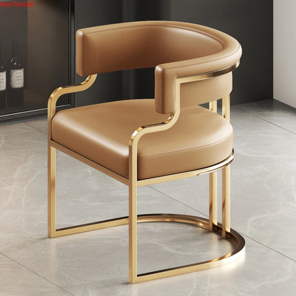 Designer Dining Chairs Beige Gold Legs Waiting Fashion Sofa Chairs Luxury Adults Floor Protector Sillas Indoor Supplies by zapcart