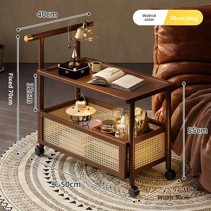 Movable side tables, sofa side tables, retro-style coffee tables, storage racks with wheels, handcarts, living room tea tables by zapcart