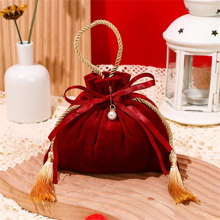 Festive Christmas Gift Bag Drawstring Pouch For Parties by zapcart