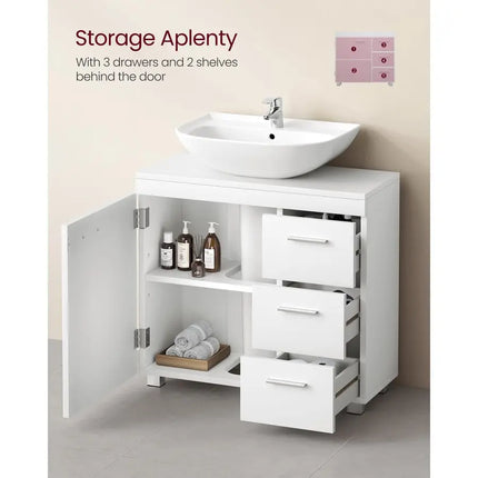 Under Sink Bathroom Cabinet, Storage Cabinet, with 3 Drawers, 2 Compartments Behind the Door, for Washbasins with Pedestal, wit by zapcart
