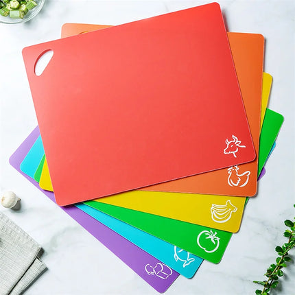 Colorful Flexible Non Slip Cutting Mats 6Pcs Icons Kitchen by zapcart