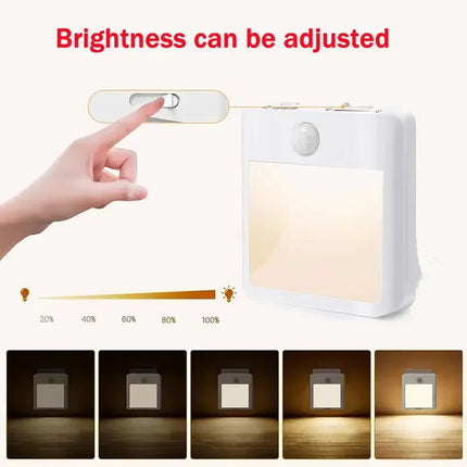 Motion Sensor LED Night Lights EU Plug Dimmable Cabinet Light for Baby Bedside Bedroom Corridor Wireless Night Lamp Lighting by zapcart