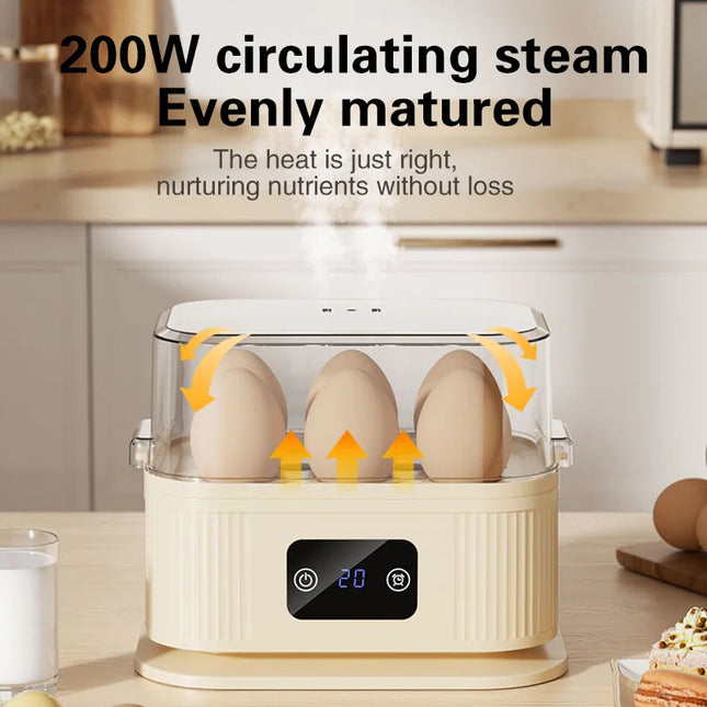 TINSOL 200W Smart Electric Egg Boiler Kitchen Breakfast Machine 200W high-power steamer 6-egg capacity With timer function by zapcart