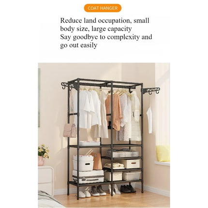 Simplecoat rack Multifunctional floor double row hanger Hanging hanger Drying rack Bedroom home reinforcement Stylish and simple by zapcart