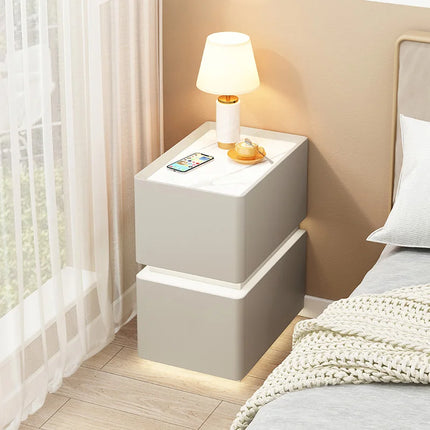 Wireless Charging Smart Bedside Table Modern Solid Wood Drawer Cabinet Floating Narrow Nightstand Minimalist Bedside Storage by zapcart