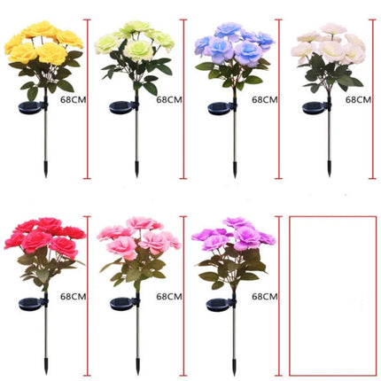 7-Head Solar-Powered LED Rose Lights Flower Garden Decor Outdoor Pathways Landscaping Light Lawn Decorative Atmosphere Lights by zapcart