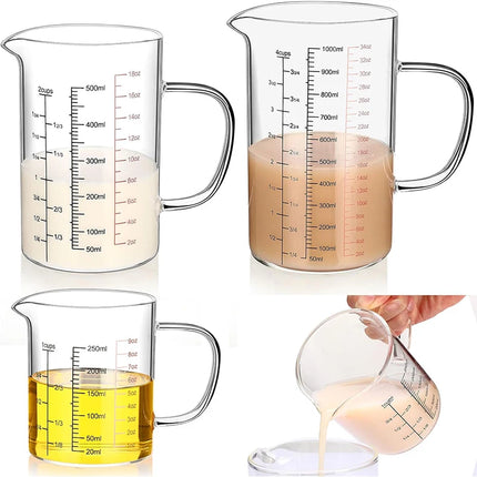 High Borosilicate Glass Measuring Cups Clear Glass Scale Cup With Handle V Shaped Spout Kitchen Glass Measuring Beaker by zapcart