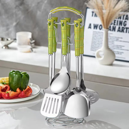 7 Stainless Steel Spatula And Spoon Set With Ceramic Handles For Home Chefs by zapcart