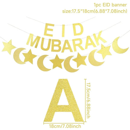FENGRISECN Eid Mubarak Banner Plates Ramadan Tableware Kit by zapcart