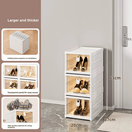 UVR Dustproof Shelf Multi-layer Integrated Foldable Shoe Organizer Large Capacity Snack Storage Box Household Shoe Cabinet by zapcart