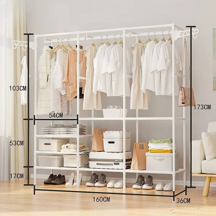 Simplecoat rack Multifunctional floor double row hanger Hanging hanger Drying rack Bedroom home reinforcement Stylish and simple by zapcart